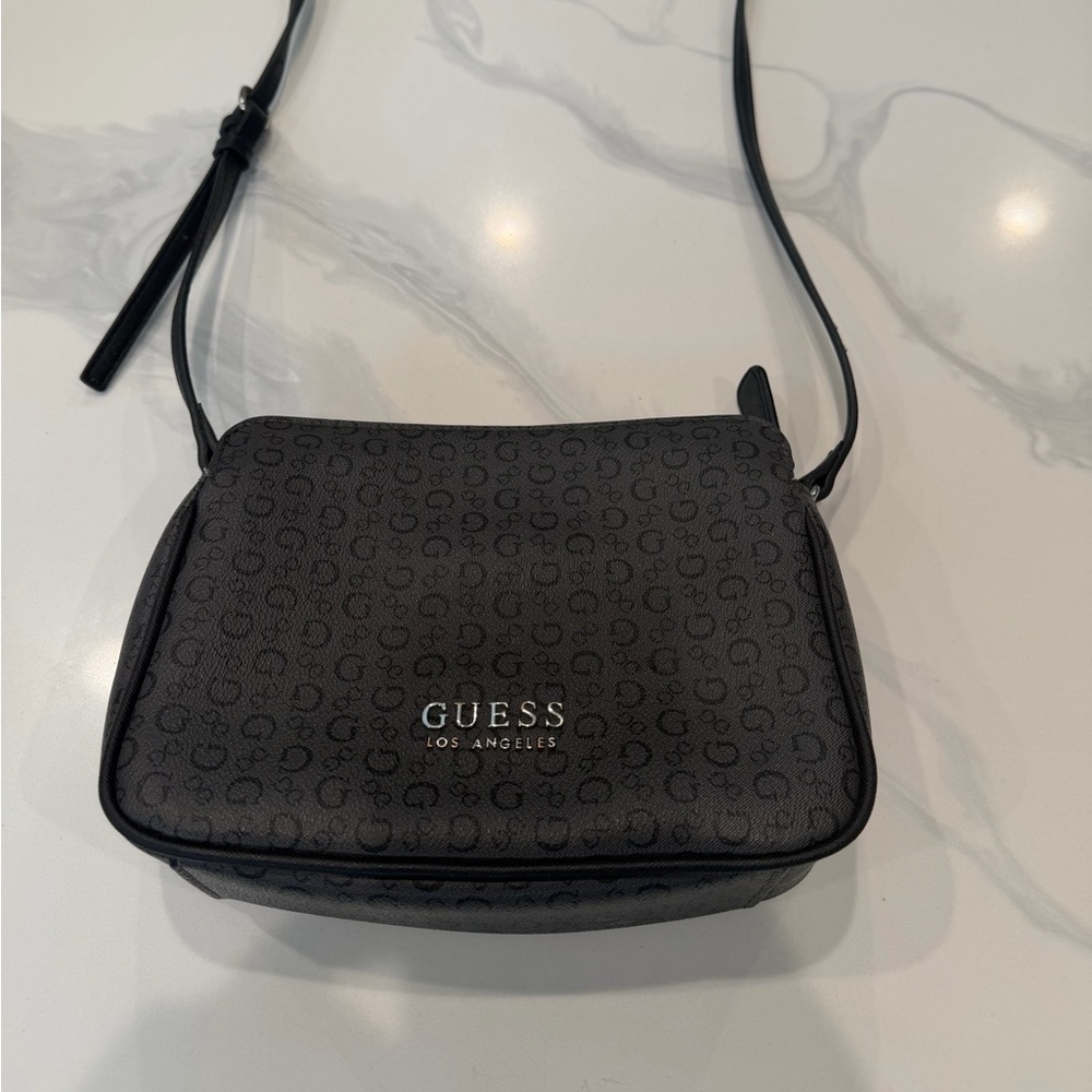 GUESS Charcoal Monogram Crossbody Bag